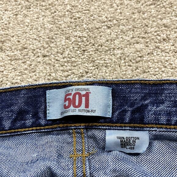 VTG Levi's 501 Jeans Mens 36x32* Blue Button Fly Y2K Straight Distressed Patch - Picture 6 of 12